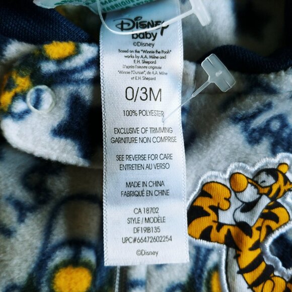 NWOT Disney Baby Tigger Fleece Footie 0-3 Months - Picture 4 of 7